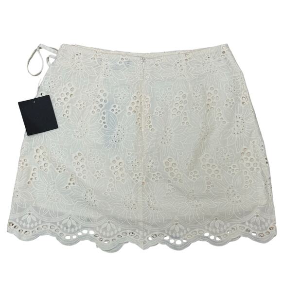 Lulus Kamilla Cream Eyelet Embroidered Mini Wrap Skirt Sz S NWT - Picture 4 of 8